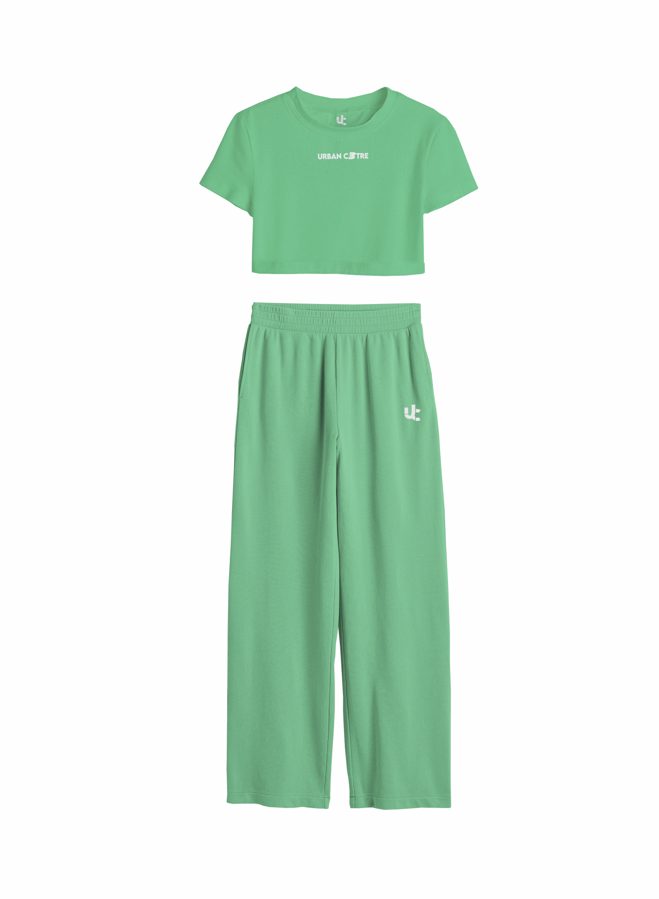 Uc Oversized pant with crop top (Light Green)